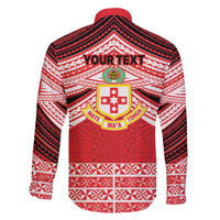 Personalised Kolisi Tonga College Atele Family Matching Long Sleeve Bodycon Dress and Hawaiian Shirt Polynesian Ngatu Tribal LT9 - Polynesian Pride