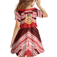 Personalised Kolisi Tonga College Atele Family Matching Off Shoulder Short Dress and Hawaiian Shirt Polynesian Ngatu Tribal LT9 - Polynesian Pride