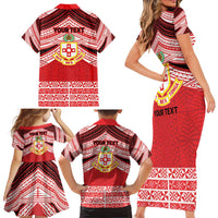 Personalised Kolisi Tonga College Atele Family Matching Short Sleeve Bodycon Dress and Hawaiian Shirt Polynesian Ngatu Tribal LT9 - Polynesian Pride