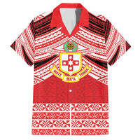 Personalised Kolisi Tonga College Atele Family Matching Tank Maxi Dress and Hawaiian Shirt Polynesian Ngatu Tribal LT9 Dad's Shirt - Short Sleeve Red - Polynesian Pride