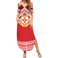 Personalised Kolisi Tonga College Atele Summer Maxi Dress Polynesian Ngatu Tribal LT9 Women Red - Polynesian Pride