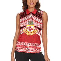 Personalised Kolisi Tonga College Atele Women Sleeveless Polo Shirt Polynesian Ngatu Tribal