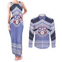 Personalised Tonga Apifoou College Couples Matching Tank Maxi Dress and Long Sleeve Button Shirt Polynesian Ngatu Tribal