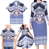 Personalised Tonga Apifoou College Family Matching Long Sleeve Bodycon Dress and Hawaiian Shirt Polynesian Ngatu Tribal LT9 - Polynesian Pride