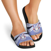 Personalised Tonga Apifoou College Slide Sandals Polynesian Ngatu Tribal - Polynesian Pride