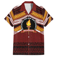 Personalised Tonga Beulah College Family Matching Long Sleeve Bodycon Dress and Hawaiian Shirt Polynesian Ngatu Tribal LT9 Dad's Shirt - Short Sleeve Red - Polynesian Pride