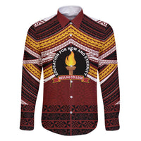 Personalised Tonga Beulah College Family Matching Long Sleeve Bodycon Dress and Hawaiian Shirt Polynesian Ngatu Tribal LT9 Dad's Shirt - Long Sleeve Red - Polynesian Pride