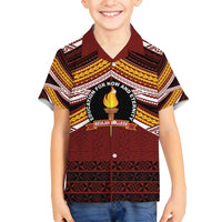 Personalised Tonga Beulah College Family Matching Long Sleeve Bodycon Dress and Hawaiian Shirt Polynesian Ngatu Tribal LT9 Son's Shirt Red - Polynesian Pride