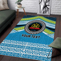 Personalised Tonga Lavengamalie College Area Rug Polynesian Ngatu Tribal LT9 Blue - Polynesian Pride