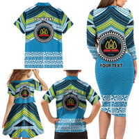 Personalised Tonga Lavengamalie College Family Matching Long Sleeve Bodycon Dress and Hawaiian Shirt Polynesian Ngatu Tribal LT9 - Polynesian Pride
