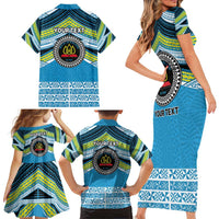 Personalised Tonga Lavengamalie College Family Matching Short Sleeve Bodycon Dress and Hawaiian Shirt Polynesian Ngatu Tribal LT9 - Polynesian Pride