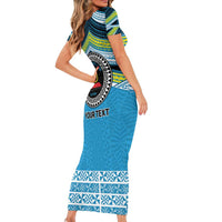 Personalised Tonga Lavengamalie College Family Matching Short Sleeve Bodycon Dress and Hawaiian Shirt Polynesian Ngatu Tribal LT9 - Polynesian Pride