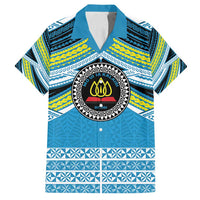 Personalised Tonga Lavengamalie College Family Matching Tank Maxi Dress and Hawaiian Shirt Polynesian Ngatu Tribal LT9 Dad's Shirt - Short Sleeve Blue - Polynesian Pride