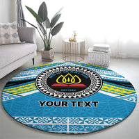 Personalised Tonga Lavengamalie College Round Carpet Polynesian Ngatu Tribal