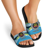 Personalised Tonga Lavengamalie College Slide Sandals Polynesian Ngatu Tribal - Polynesian Pride
