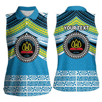 Personalised Tonga Lavengamalie College Women Sleeveless Polo Shirt Polynesian Ngatu Tribal