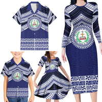 Personalised Tonga Sia'atoutai Theological College Family Matching Long Sleeve Bodycon Dress and Hawaiian Shirt Polynesian Ngatu Tribal LT9 - Polynesian Pride
