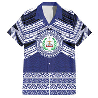 Personalised Tonga Sia'atoutai Theological College Family Matching Off Shoulder Maxi Dress and Hawaiian Shirt Polynesian Ngatu Tribal LT9 Dad's Shirt - Short Sleeve Blue - Polynesian Pride