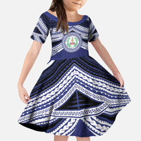 Personalised Tonga Sia'atoutai Theological College Kid Short Sleeve Dress Polynesian Ngatu Tribal
