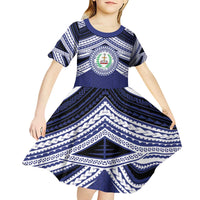 Personalised Tonga Sia'atoutai Theological College Kid Short Sleeve Dress Polynesian Ngatu Tribal