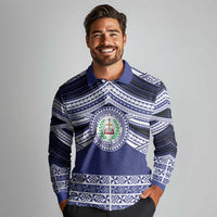 Personalised Tonga Sia'atoutai Theological College Long Sleeve Polo Shirt Polynesian Ngatu Tribal