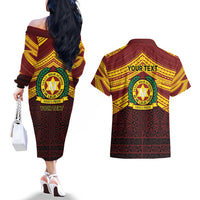 Personalised Tonga Vava'u High School Couples Matching Off The Shoulder Long Sleeve Dress and Hawaiian Shirt Polynesian Ngatu Tribal LT9 - Polynesian Pride