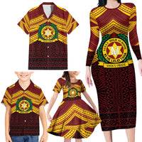 Personalised Tonga Vava'u High School Family Matching Long Sleeve Bodycon Dress and Hawaiian Shirt Polynesian Ngatu Tribal LT9 - Polynesian Pride
