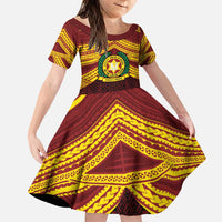 Personalised Tonga Vava'u High School Family Matching Puletasi and Hawaiian Shirt Polynesian Ngatu Tribal LT9 Daughter's Dress Red - Polynesian Pride