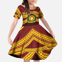Personalised Tonga Vava'u High School Family Matching Summer Maxi Dress and Hawaiian Shirt Polynesian Ngatu Tribal LT9 Daughter's Dress Red - Polynesian Pride