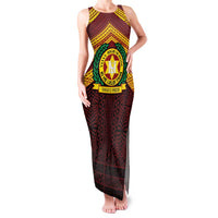 Personalised Tonga Vava'u High School Family Matching Tank Maxi Dress and Hawaiian Shirt Polynesian Ngatu Tribal LT9 Mom's Dress Red - Polynesian Pride