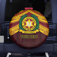 Personalised Tonga Vava'u High School Spare Tire Cover Polynesian Ngatu Tribal LT9 No hole Red - Polynesian Pride