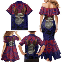 American Samoa Brave Eagle Personalized Family Matching Mermaid Dress and Hawaiian Shirt National Flag Color