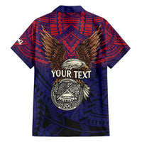 American Samoa Brave Eagle Personalized Family Matching Off The Shoulder Long Sleeve Dress and Hawaiian Shirt National Flag Color