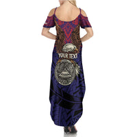 American Samoa Brave Eagle Personalized Family Matching Summer Maxi Dress and Hawaiian Shirt National Flag Color