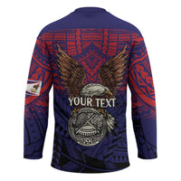 American Samoa Brave Eagle Personalized Hockey Jersey National Flag Color - Polynesian Pride