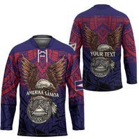 American Samoa Brave Eagle Personalized Hockey Jersey National Flag Color - Polynesian Pride