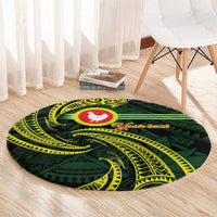 American Samoa Manua Cession Day Personalized Round Carpet Polynesian Wave Style