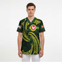 American Samoa Manua Cession Day Personalized Scrub Top Polynesian Wave Style - Polynesian Pride