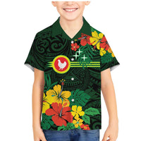 American Samoa Manu'atele Personalized Family Matching Mermaid Dress and Hawaiian Shirt Manua Island Hibiscus Flowers LT9 Son's Shirt Green - Polynesian Pride