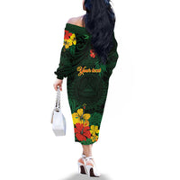 American Samoa Manu'atele Personalized Family Matching Off The Shoulder Long Sleeve Dress and Hawaiian Shirt Manua Island Hibiscus Flowers LT9 - Polynesian Pride