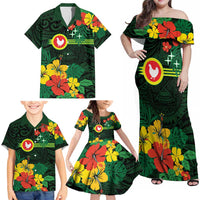 American Samoa Manu'atele Personalized Family Matching Off Shoulder Maxi Dress and Hawaiian Shirt Manua Island Hibiscus Flowers LT9 - Polynesian Pride