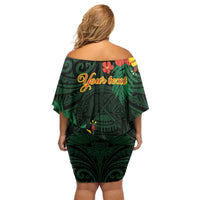 American Samoa Manu'atele Personalized Family Matching Off Shoulder Short Dress and Hawaiian Shirt Manua Island Hibiscus Flowers LT9 - Polynesian Pride