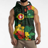 American Samoa Manu'atele Personalized Sleeveless Zip Hoodie Manua Island Hibiscus Flowers LT9
