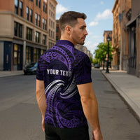 Manua Segaula American Samoa High School Personalized Zipper Polo Shirt Polynesian Wave Style - Polynesian Pride