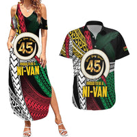Ni-Van Vanuatu 45th Yumi Yumi Yumi Couples Matching Summer Maxi Dress and Hawaiian Shirt Vanuatuan Boar Tusk Polynesian Pattern LT9 Black - Polynesian Pride