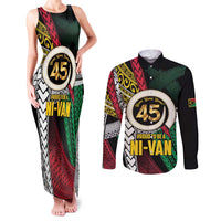 Ni-Van Vanuatu 45th Yumi Yumi Yumi Couples Matching Tank Maxi Dress and Long Sleeve Button Shirt Vanuatuan Boar Tusk Polynesian Pattern LT9 Black - Polynesian Pride