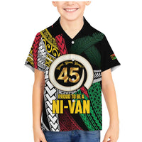 Ni-Van Vanuatu 45th Yumi Yumi Yumi Family Matching Mermaid Dress and Hawaiian Shirt Vanuatuan Boar Tusk Polynesian Pattern LT9 Son's Shirt Black - Polynesian Pride