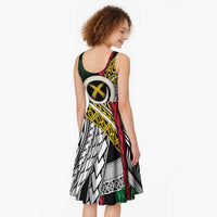 Ni-Van Vanuatu 45th Yumi Yumi Yumi Midi Dress Vanuatuan Boar Tusk Polynesian Pattern - Polynesian Pride