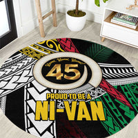 Ni-Van Vanuatu 45th Yumi Yumi Yumi Round Carpet Vanuatuan Boar Tusk Polynesian Pattern LT9 Black - Polynesian Pride