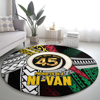 Ni-Van Vanuatu 45th Yumi Yumi Yumi Round Carpet Vanuatuan Boar Tusk Polynesian Pattern LT9 - Polynesian Pride